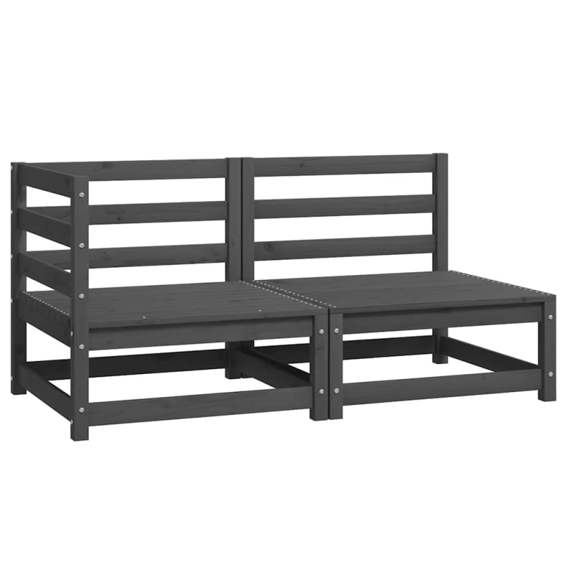 vidaXL 2-daļīgs dārza dīvānu komplekts, pelēks, priedes masīvkoks