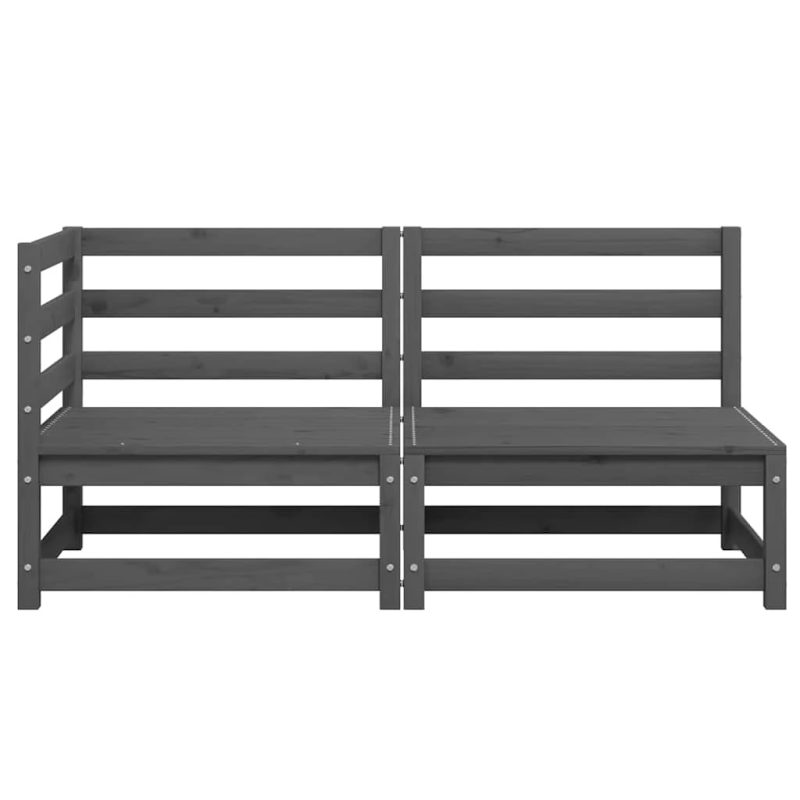 vidaXL 2-daļīgs dārza dīvānu komplekts, pelēks, priedes masīvkoks