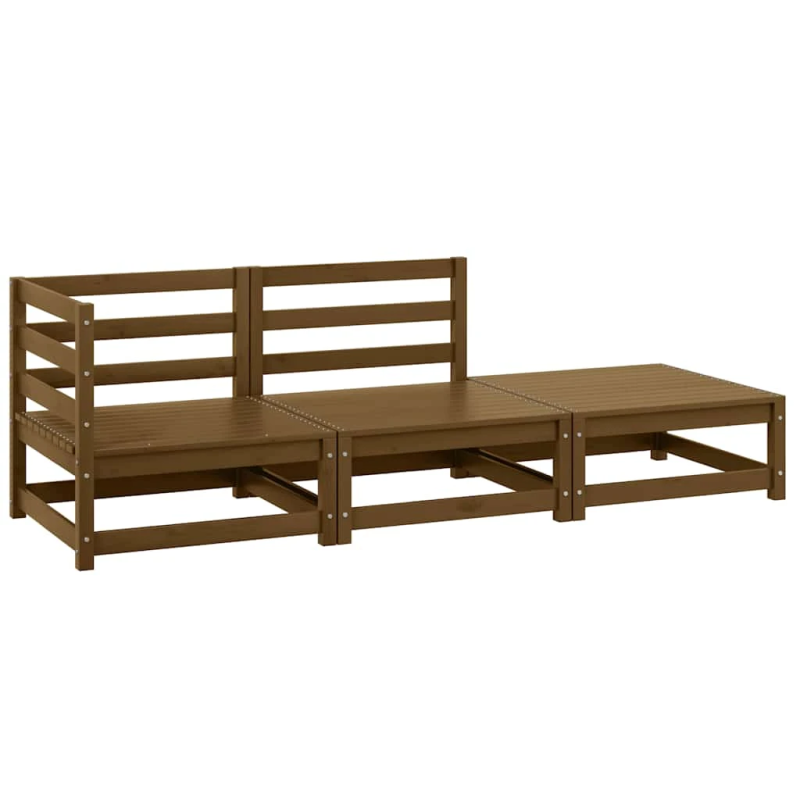 vidaXL 3-daļīgs dārza atpūtas mēbeļu komplekts, brūns priedes koks