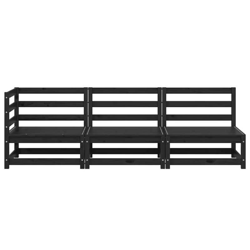 vidaXL 3-daļīgs dārza atpūtas mēbeļu komplekts, melns priedes koks