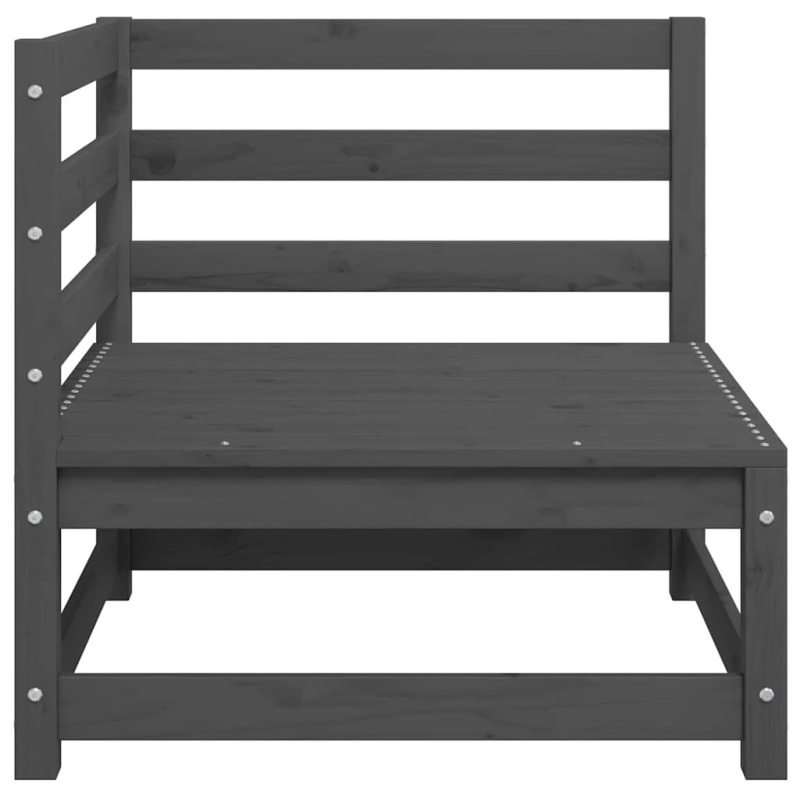 vidaXL dārza stūra dīvāns ar pelēkiem matračiem, priedes masīvkoks