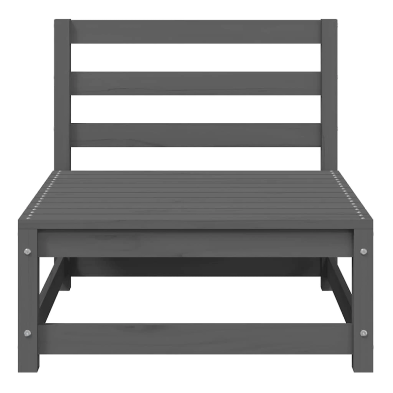 vidaXL dārza vidējais dīvāns ar pelēkiem matračiem, priedes masīvkoks