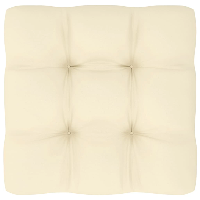 vidaXL dārza vidējais dīvāns, krēmkrāsas matrači, priedes masīvkoks