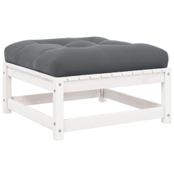 vidaXL dārza soliņš ar matraci, balts priedes masīvkoks