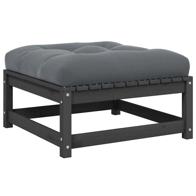 vidaXL dārza soliņš ar matraci, pelēks priedes masīvkoks