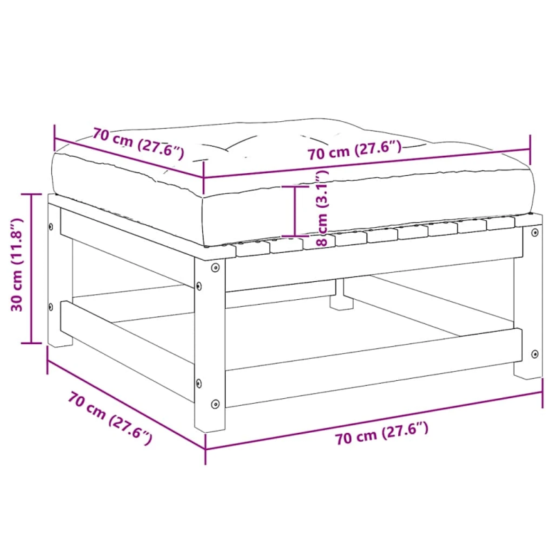 vidaXL dārza soliņš ar matraci, medus brūns priedes masīvkoks