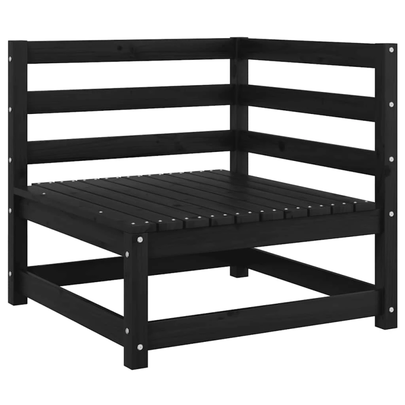 vidaXL 2-vietīgs dārza dīvāns ar matračiem, melns priedes masīvkoks