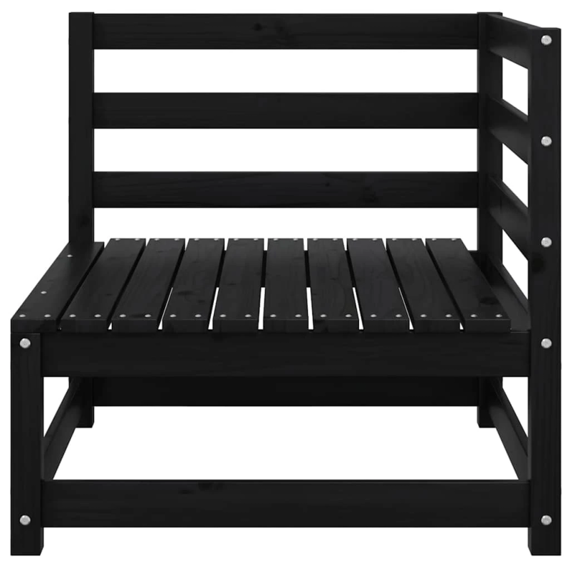 vidaXL 2-vietīgs dārza dīvāns ar matračiem, melns priedes masīvkoks