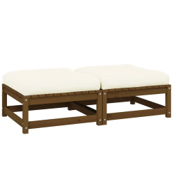 vidaXL dārza soli ar matračiem, 2 gab., medus brūns priedes masīvkoks