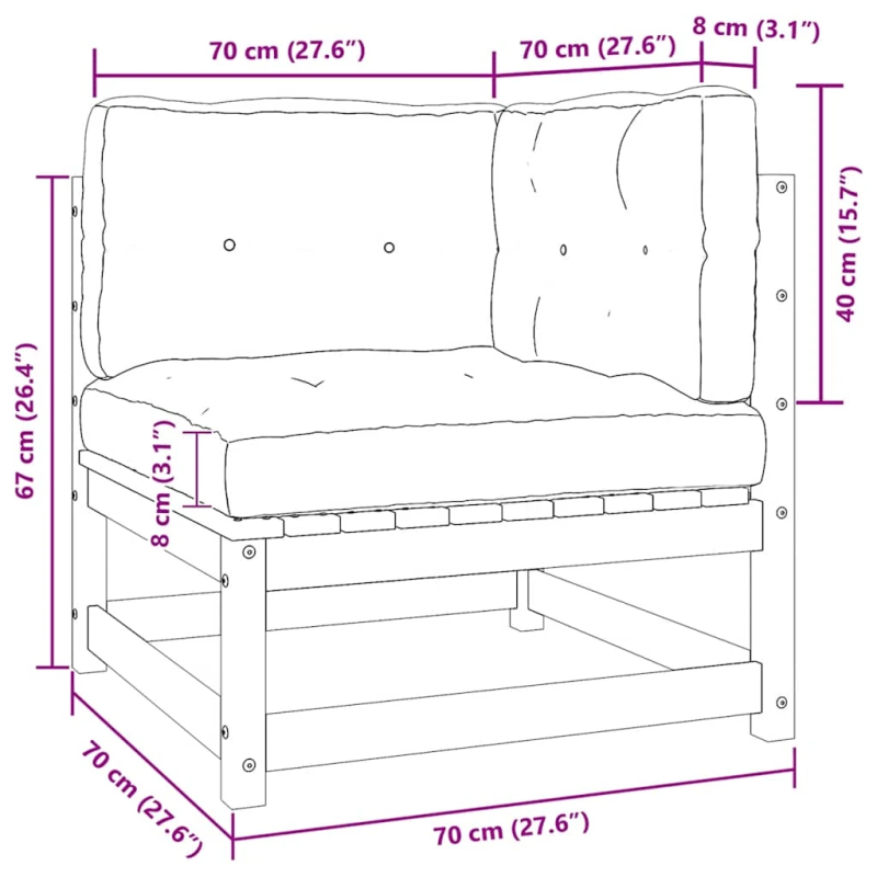 vidaXL 2-daļīgs dārza atpūtas mēbeļu komplekts ar matračiem, priede