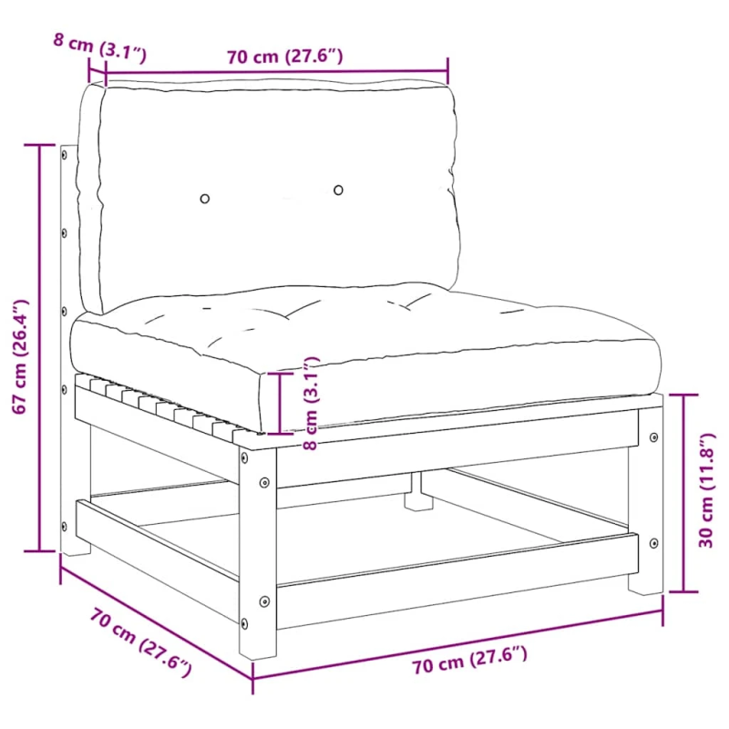 vidaXL 2-daļīgs dārza atpūtas mēbeļu komplekts ar matračiem, priede