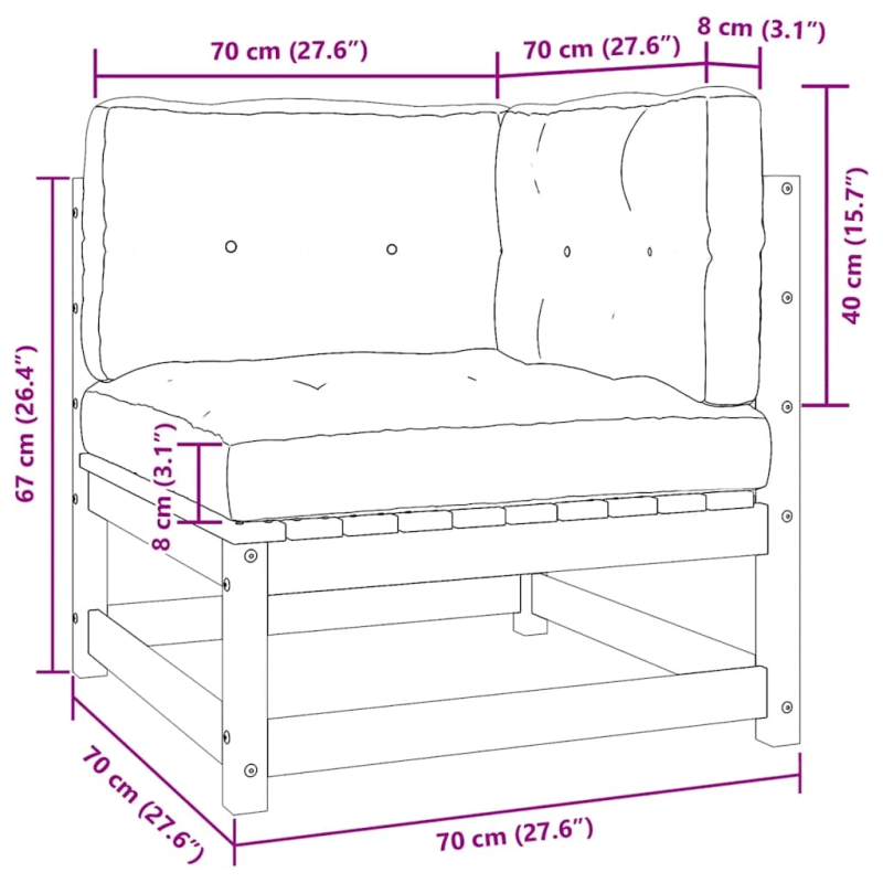 vidaXL 2-daļīgs dārza atpūtas mēbeļu komplekts ar matračiem, priede