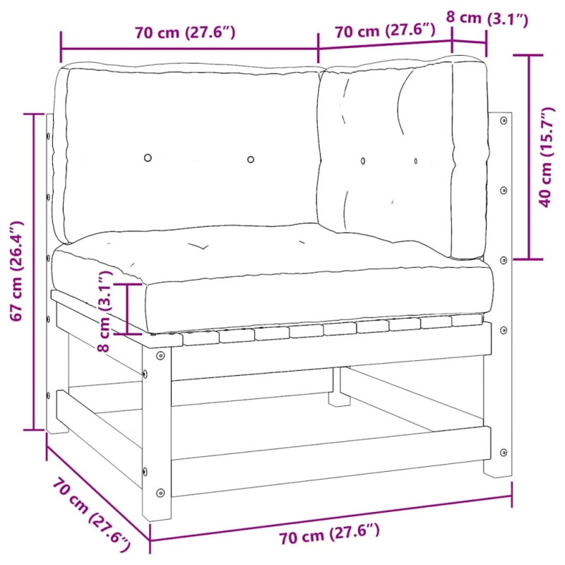 vidaXL 2-daļīgs dārza atpūtas mēbeļu komplekts ar matračiem, priede