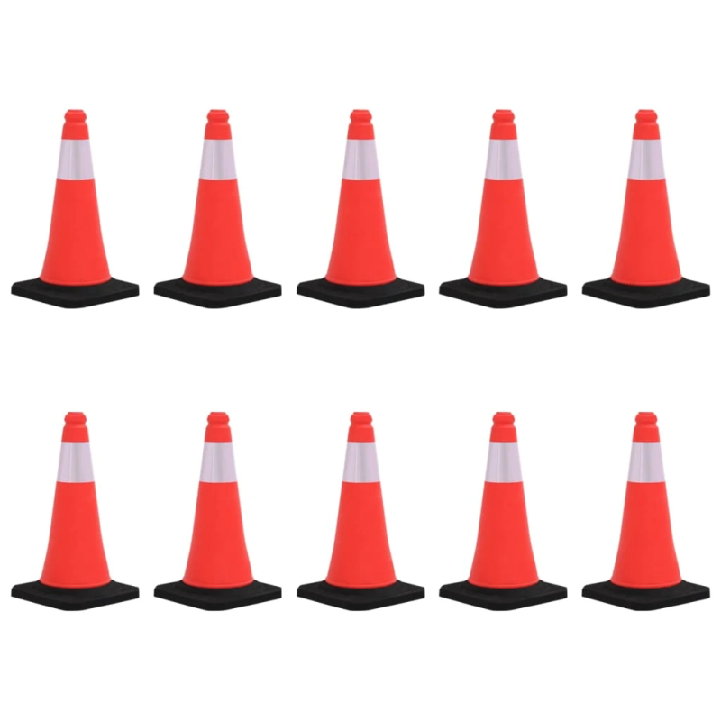vidaXL atstarojoši satiksmes konusi ar smagām pamatnēm, 10 gab., 50 cm