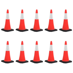 vidaXL atstarojoši satiksmes konusi ar smagām pamatnēm, 10 gab., 75 cm