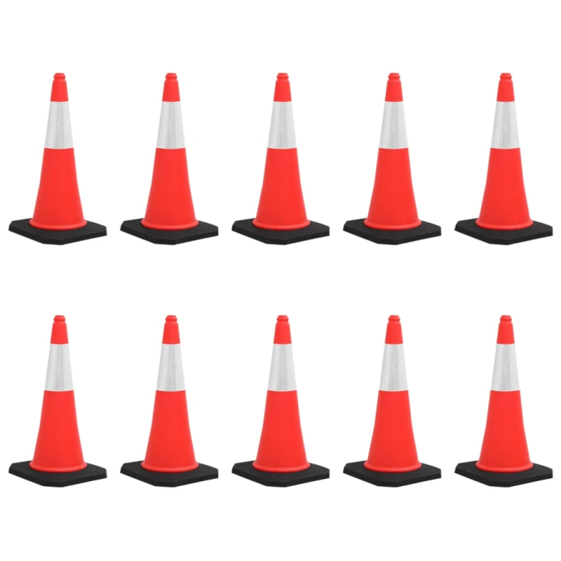 vidaXL atstarojoši satiksmes konusi ar smagām pamatnēm, 10 gab., 75 cm
