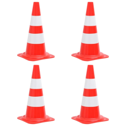 vidaXL atstarojoši satiksmes konusi, 4 gab., sarkanbalti, 50 cm