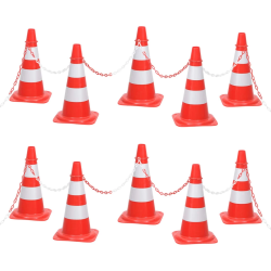 vidaXL satiksmes konusu komplekts, 10 m ķēde, sarkanbalts