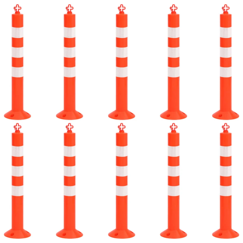 vidaXL ceļa stabiņi ar ķēdi, 10 gab., 75 cm, PE