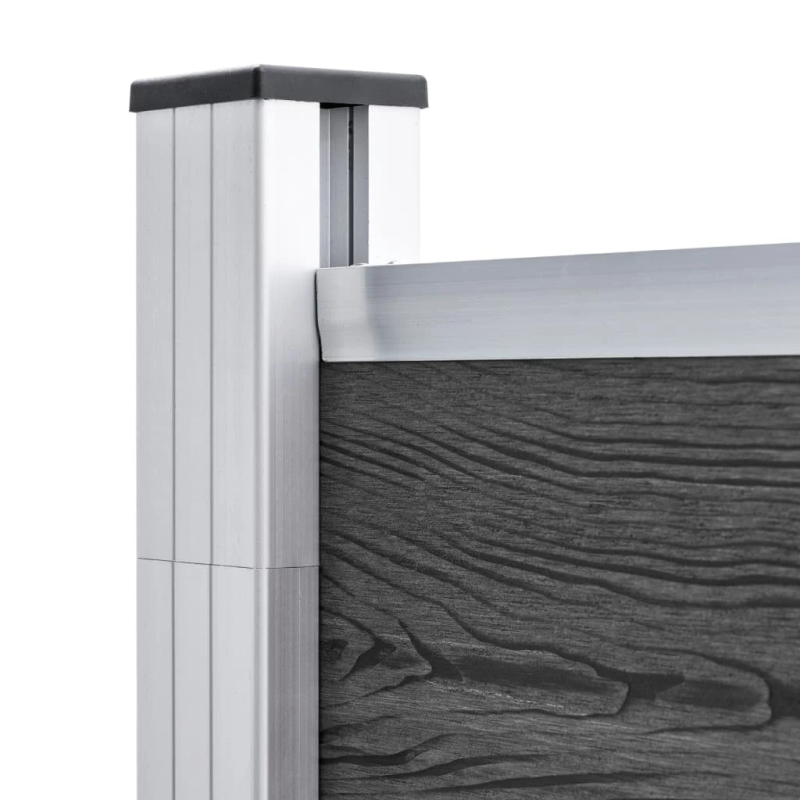 vidaXL žoga paneļu komplekts, 526x186 cm, melns WPC