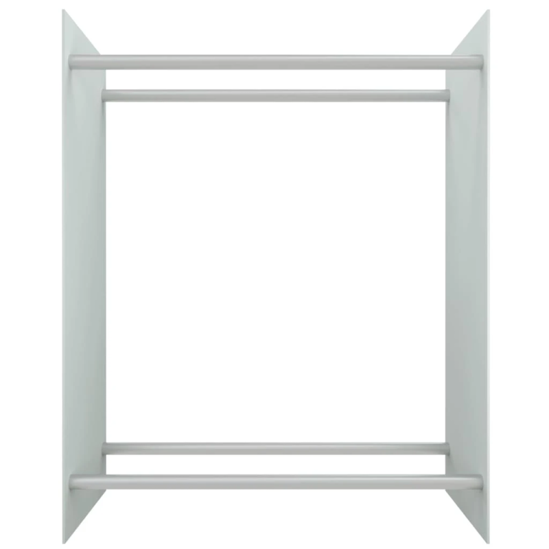 vidaXL malkas uzglabāšanas statīvs, balts, 80x35x100 cm, rūdīts stikls