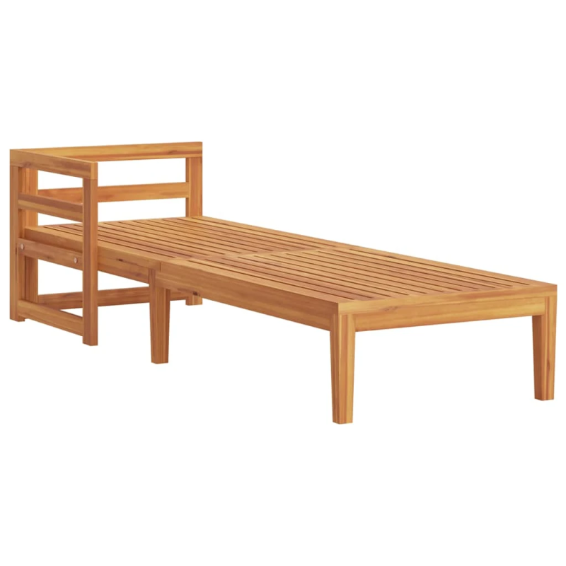 vidaXL sauļošanās zvilnis ar roku balstu, krēmbalti matrači, akācija