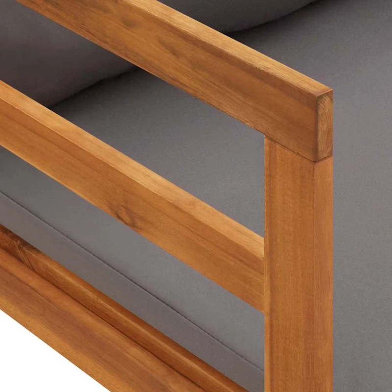 vidaXL sauļošanās zvilnis ar 1 roku balstu, pelēki matrači, akācija