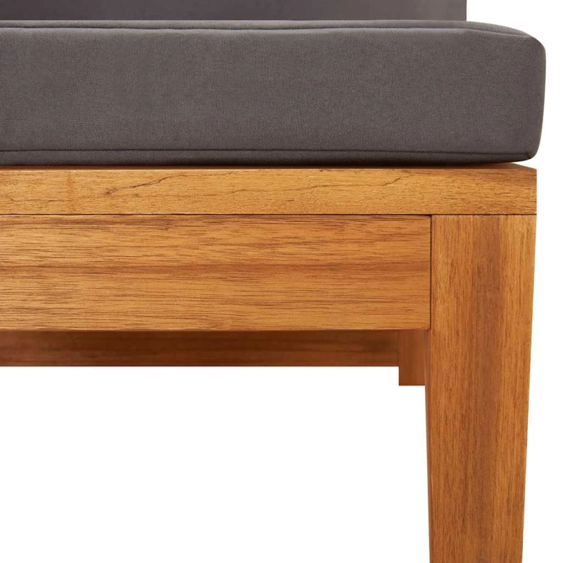 vidaXL stūra dīvāns, tumši pelēki spilveni, akācijas masīvkoks