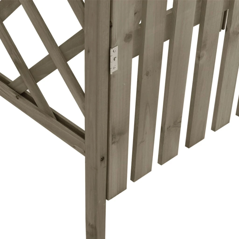vidaXL pergola ar vārtiem, 116x40x204 cm, pelēks egles masīvkoks