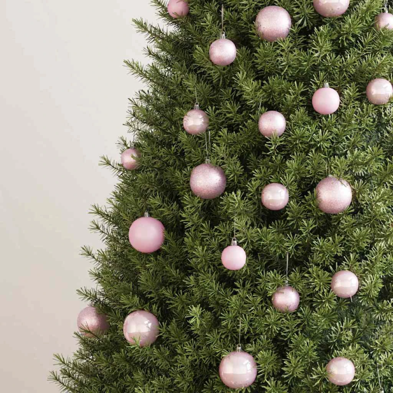 vidaXL Ziemassvētku bumbas, 100 gab., rozā