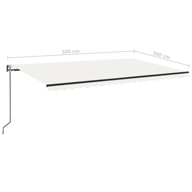 vidaXL izvelkama markīze, LED, vēja sensors, krēmkrāsas, 500x300 cm
