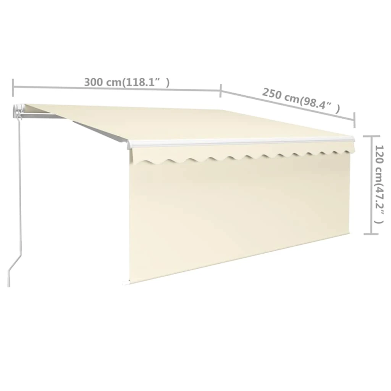 vidaXL izvelkama markīze ar žalūziju, 3x2,5 m, manuāla, krēmkrāsas