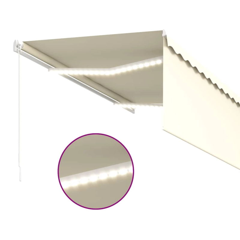 vidaXL izvelkama markīze ar žalūziju, LED, 3x2,5m, manuāla, krēmkrāsas