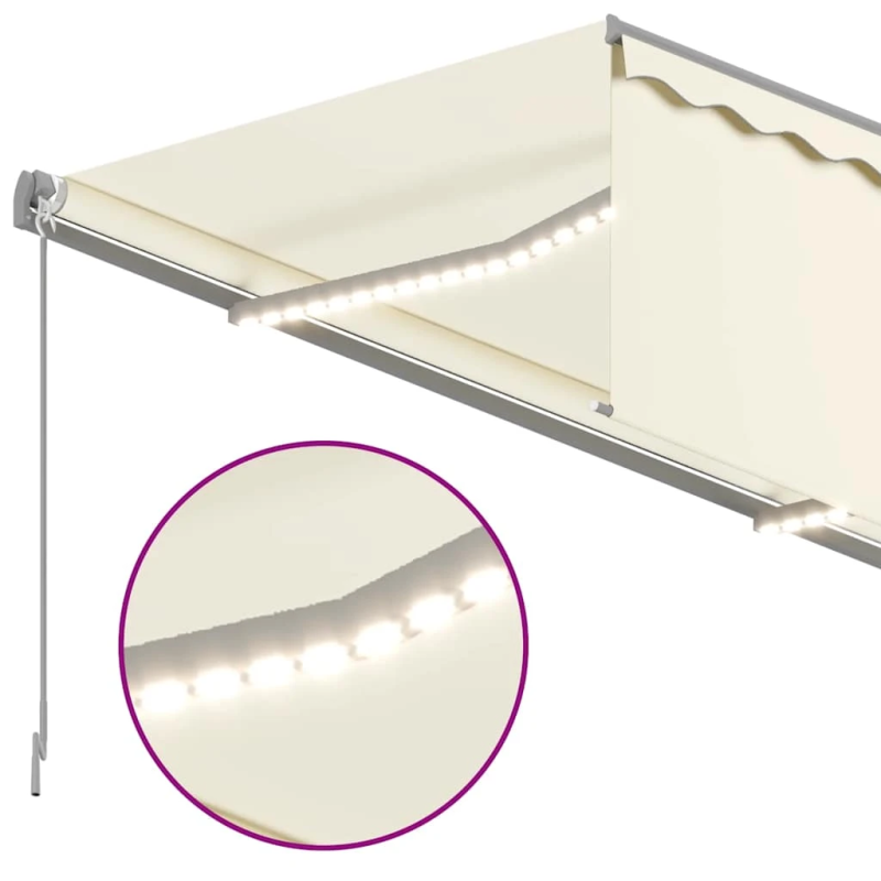 vidaXL izvelkama markīze ar žalūziju, LED, 3x2,5m, manuāla, krēmkrāsas