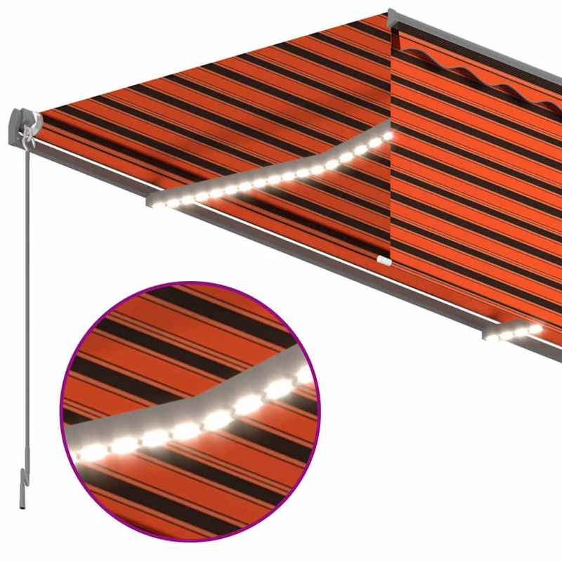 vidaXL izvelkama markīze ar žalūziju un LED, 3,5x2,5 m, oranži brūna