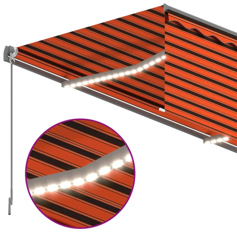 vidaXL markīze ar žalūziju, LED, vēja sensoru, 4,5x3 m, oranži brūna