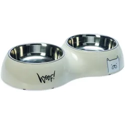 Bļoda dzīvn.dubulta balta ar zīm.2x900ml