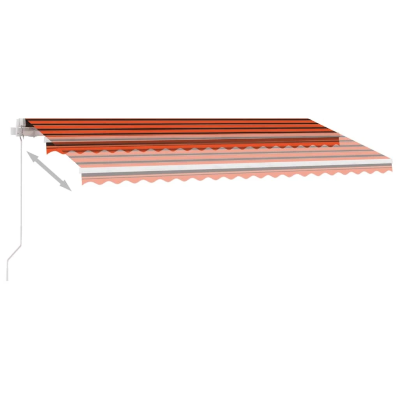 vidaXL izvelkama markīze ar LED, manuāla, 450x300 cm, oranža un brūna
