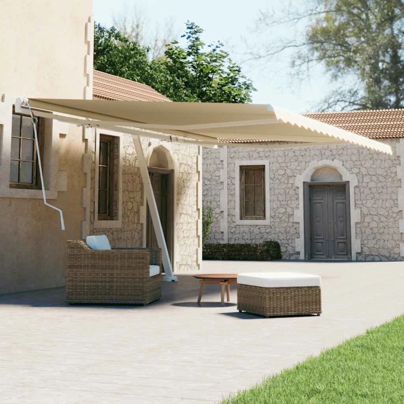 vidaXL izvelkama markīze ar kātu, 600x300 cm, manuāla, krēmkrāsas