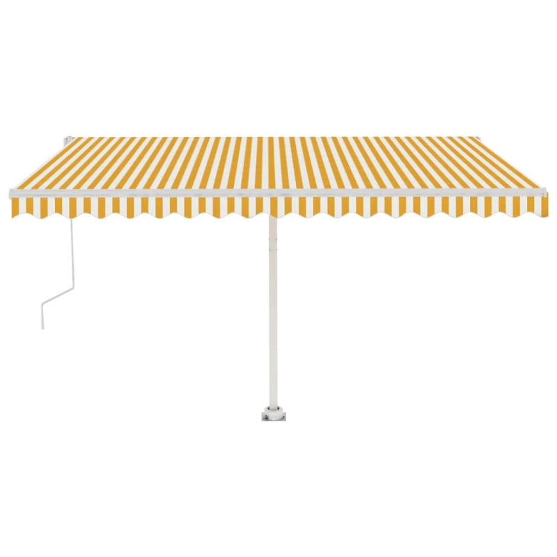 vidaXL markīze ar kātu, 400x350 cm, automātiska, dzeltena-balta