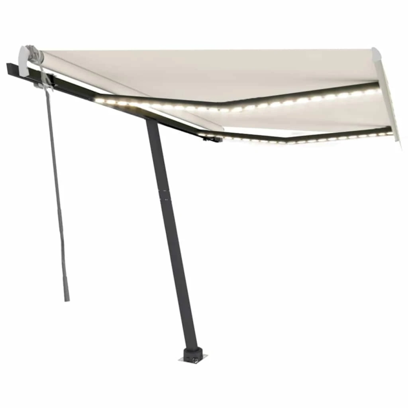 vidaXL izvelkama markīze ar LED, 350x250 cm, manuāla, krēmkrāsas