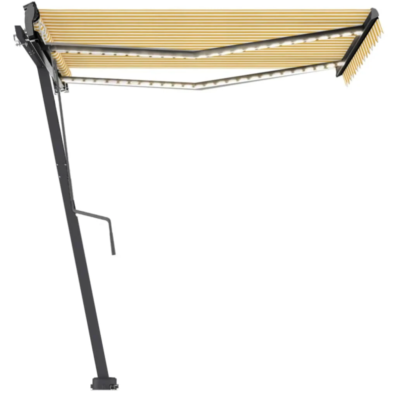 vidaXL markīze ar kātu, 350x250 cm, automātiska, dzeltena-balta