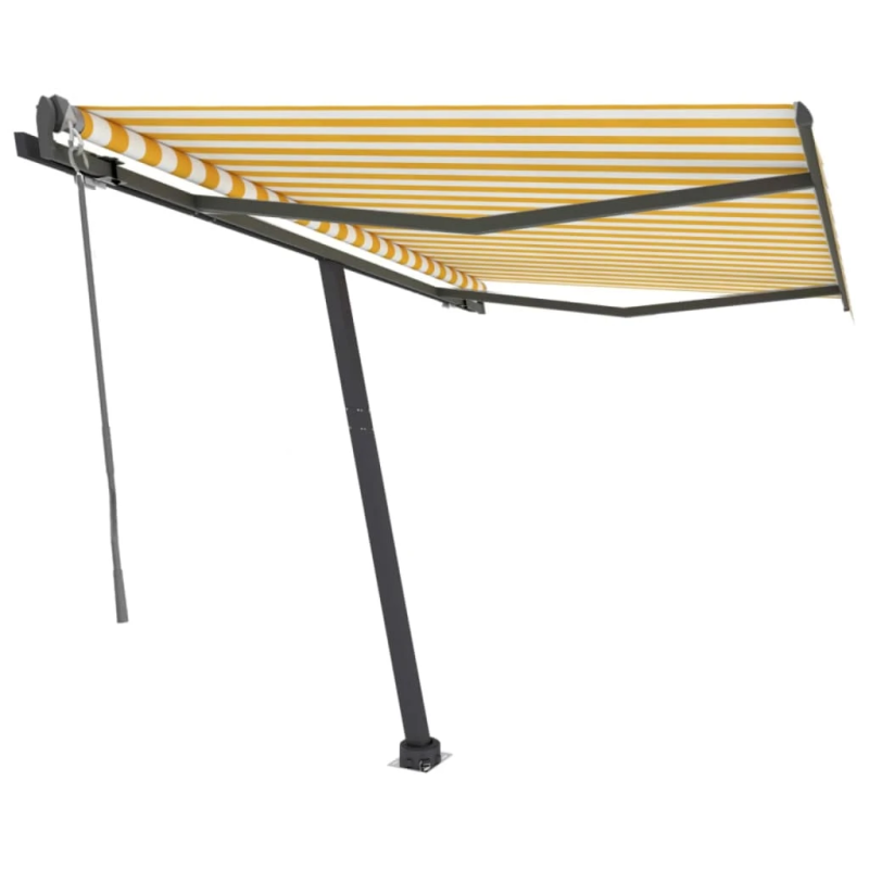vidaXL markīze ar kātu, 350x250 cm, automātiska, dzeltena-balta