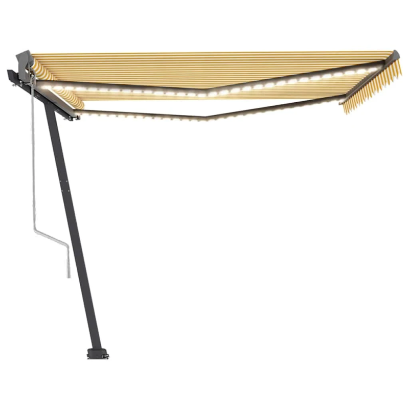 vidaXL markīze, LED, vēja sensors, 400x300 cm, dzeltenbalta