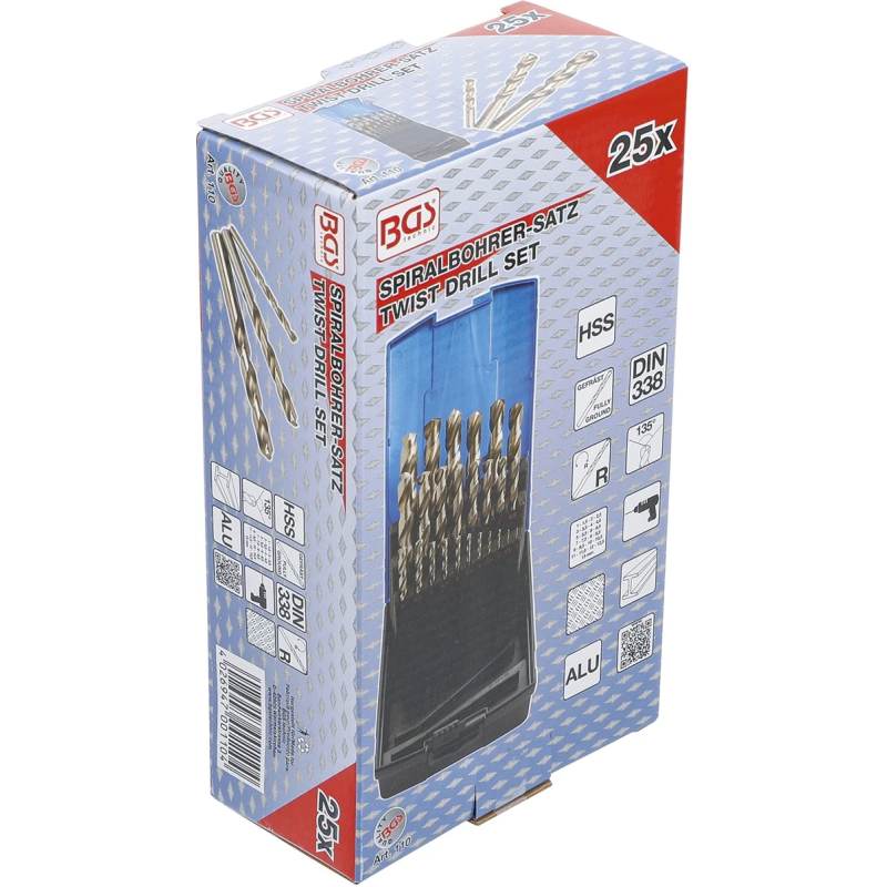 Metāla urbju komplekts HSS - 1 - 13 mm - 25 gab.