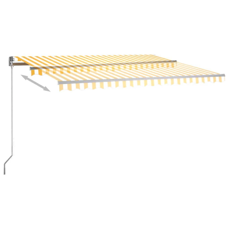 vidaXL markīze, LED, vēja sensors, 450x350cm, dzeltena-balta