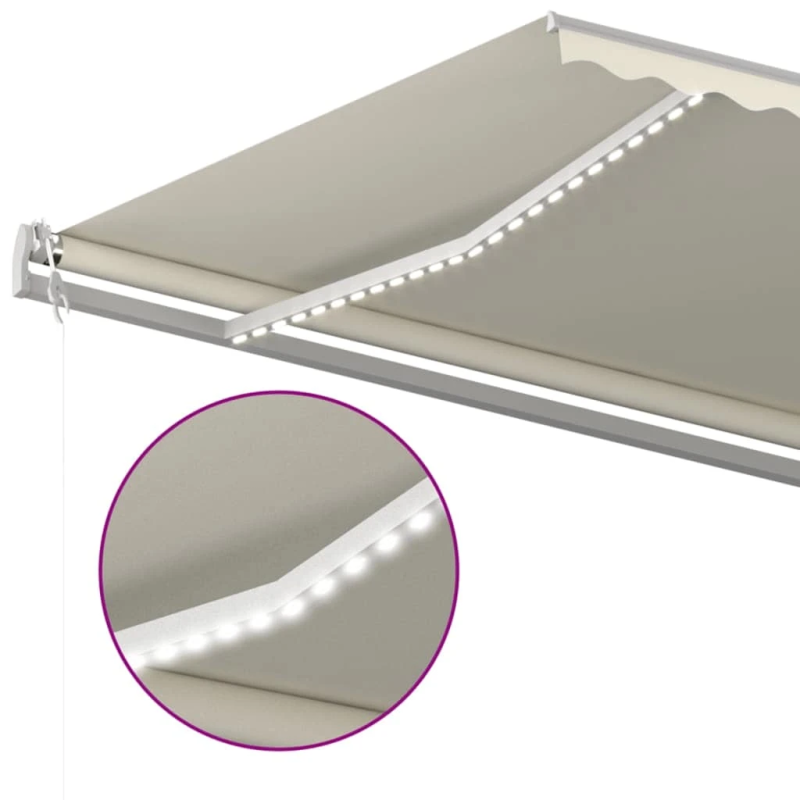 vidaXL izvelkama markīze ar LED, 6x3 m, manuāla, krēmkrāsas