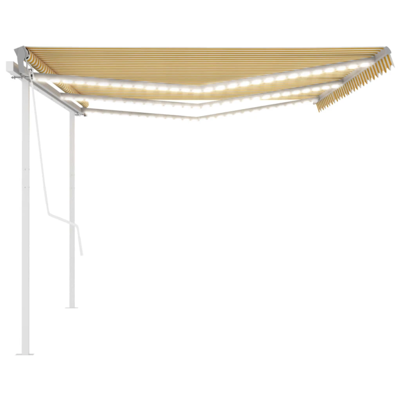 vidaXL izvelkama markīze ar LED un vēja sensoru, 6x3,5 m, dzeltenbalta