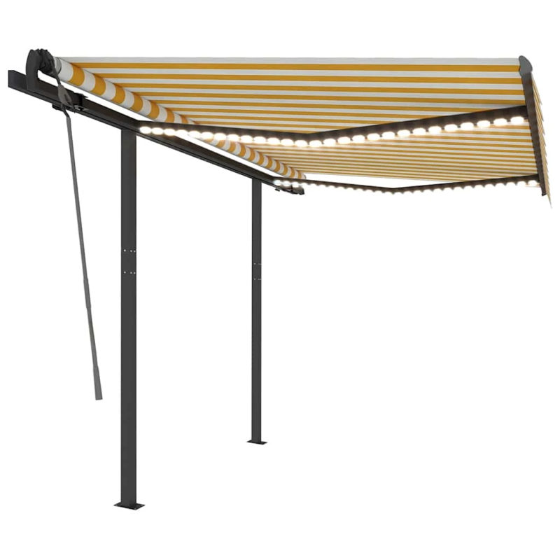 vidaXL izvelkama markīze ar LED, 3x2,5 m, manuāla, dzeltena un balta