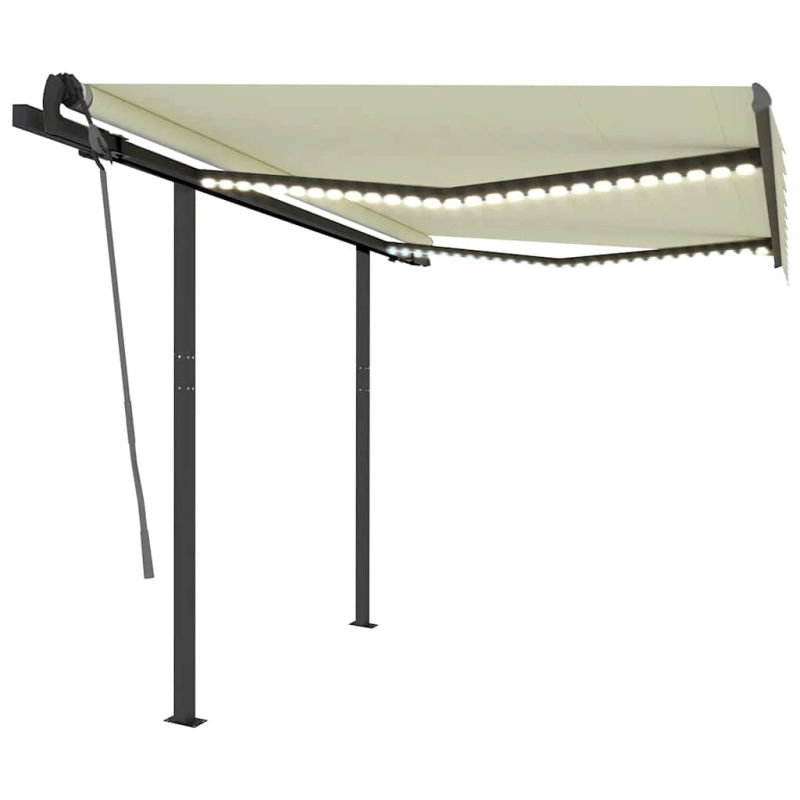 vidaXL izvelkama markīze ar LED, 3,5x2,5 m, manuāla, krēmkrāsas